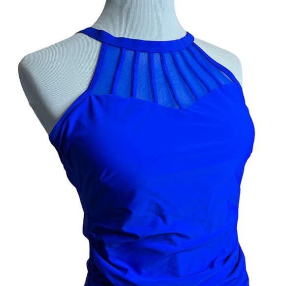 2/$30 Swimsuit High Neck Slimming Full Coverage Lined Colorful Sheer Sexy New LG - Picture 4 of 17